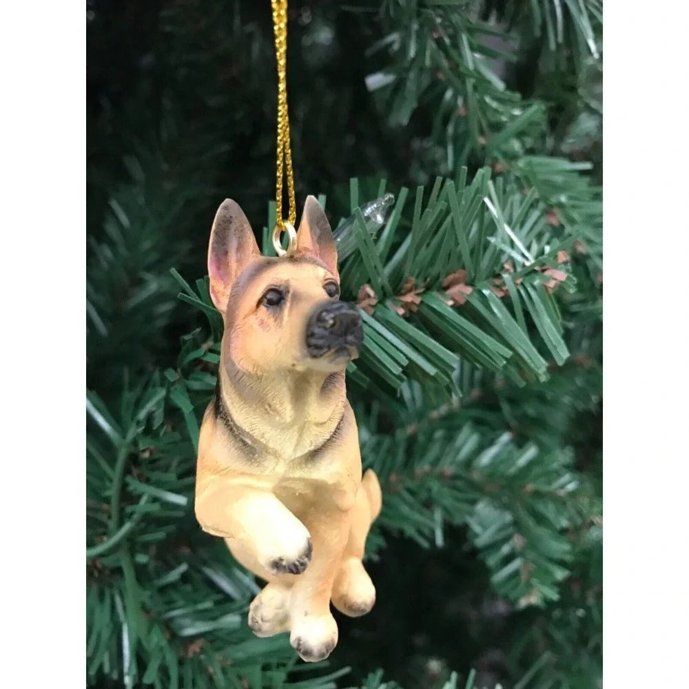 German Shepard Dog Ornament‎ Christmas Tree Tan and Black Raised Paw